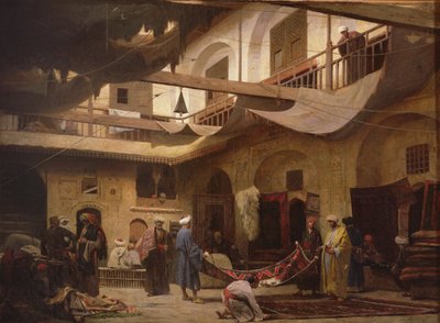 The Carpet Bazaar, Cairo, before 1866 by Louis Claude Mouchot